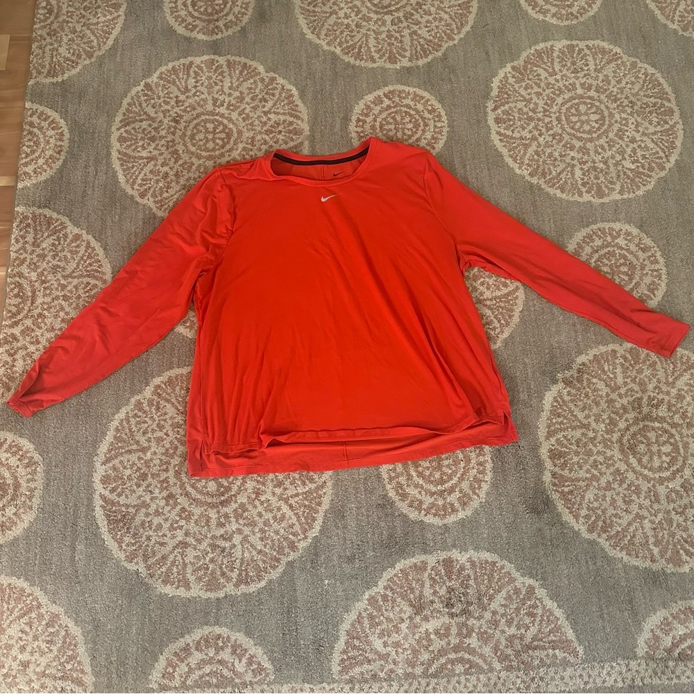 Nike Dri fit Bright Red Long Sleeve Tee